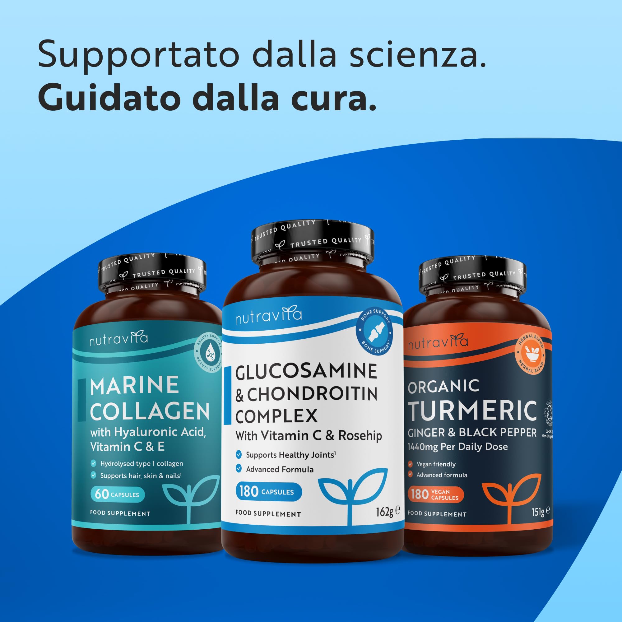 Nutravita Glucosamina Condroitina Complesso - 180 Capsule Alto Dosaggio per 6 Mesi - Glucosamine Complex con Vitamina C, Estratti di Cinorrodo, Zenzero e Curcuma - Prodotto nel Regno Unito