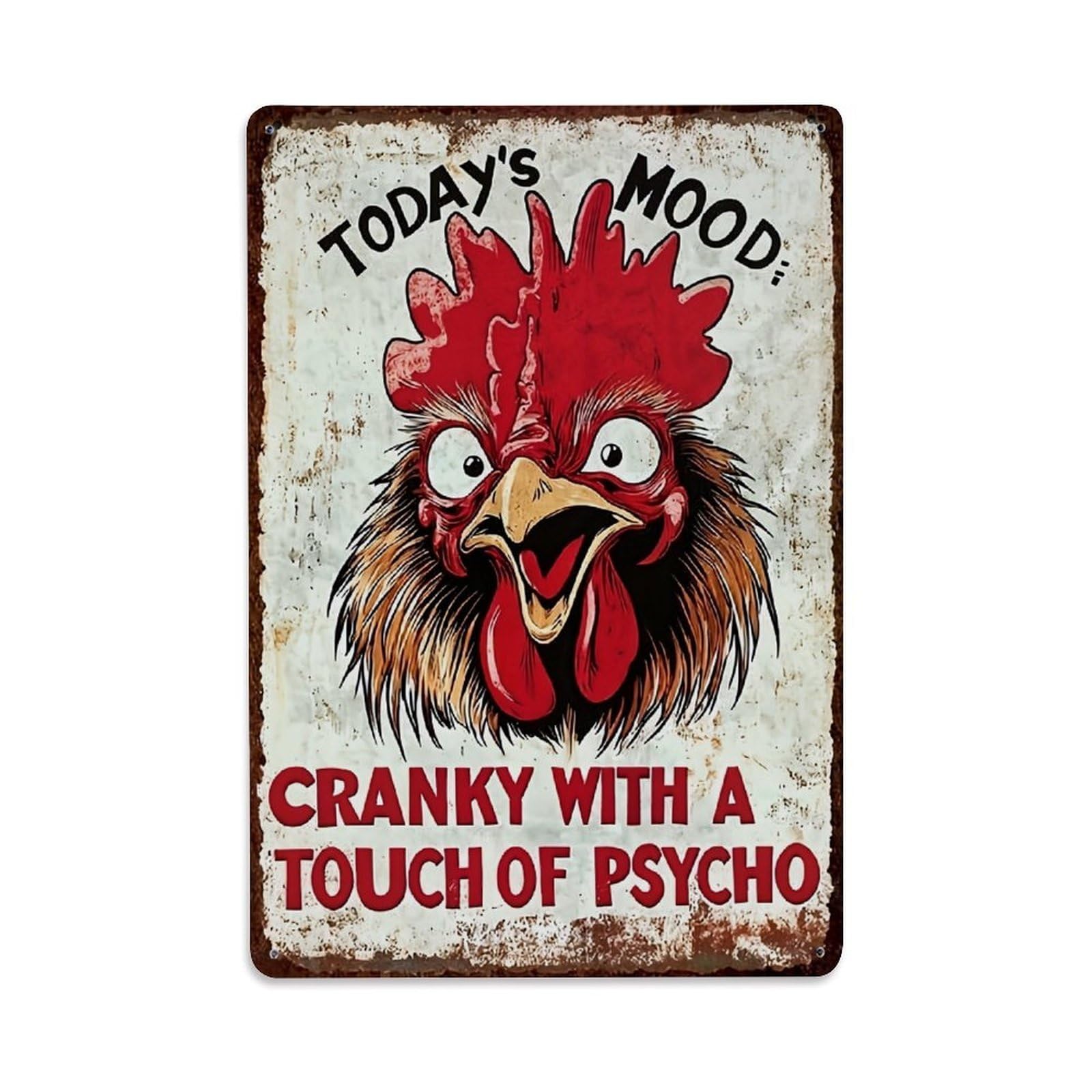 Jdfenggu Vintage Cranky Rooster Mood Sign Art Retro Metal Tin Sign, Decor Art Poster For Bar, Home, Man Cave, Kitchen, Laundry Room Gift 8X12inch
