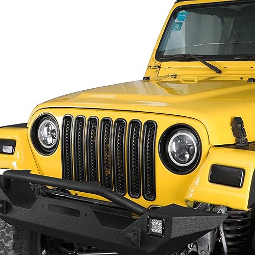 Miniatura 5 de Hooke Road Wrangler TJ - Biseles de faros delanteros color negro mate para Jeep Wrangler TJ 1997-2006 (par)