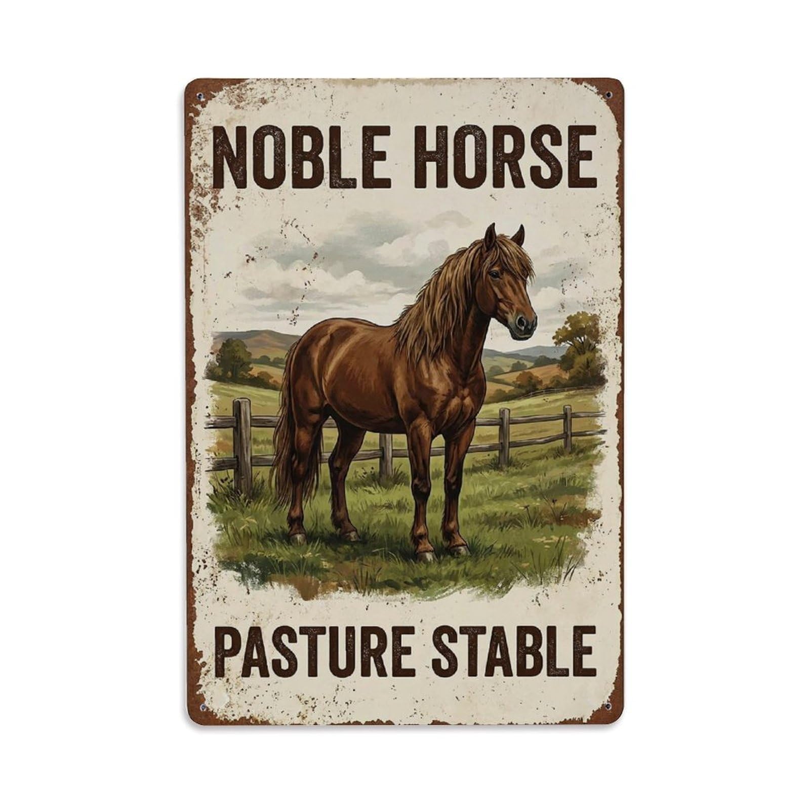 Noble Horse Pasture Stable Freedom Metal Tin Sign
