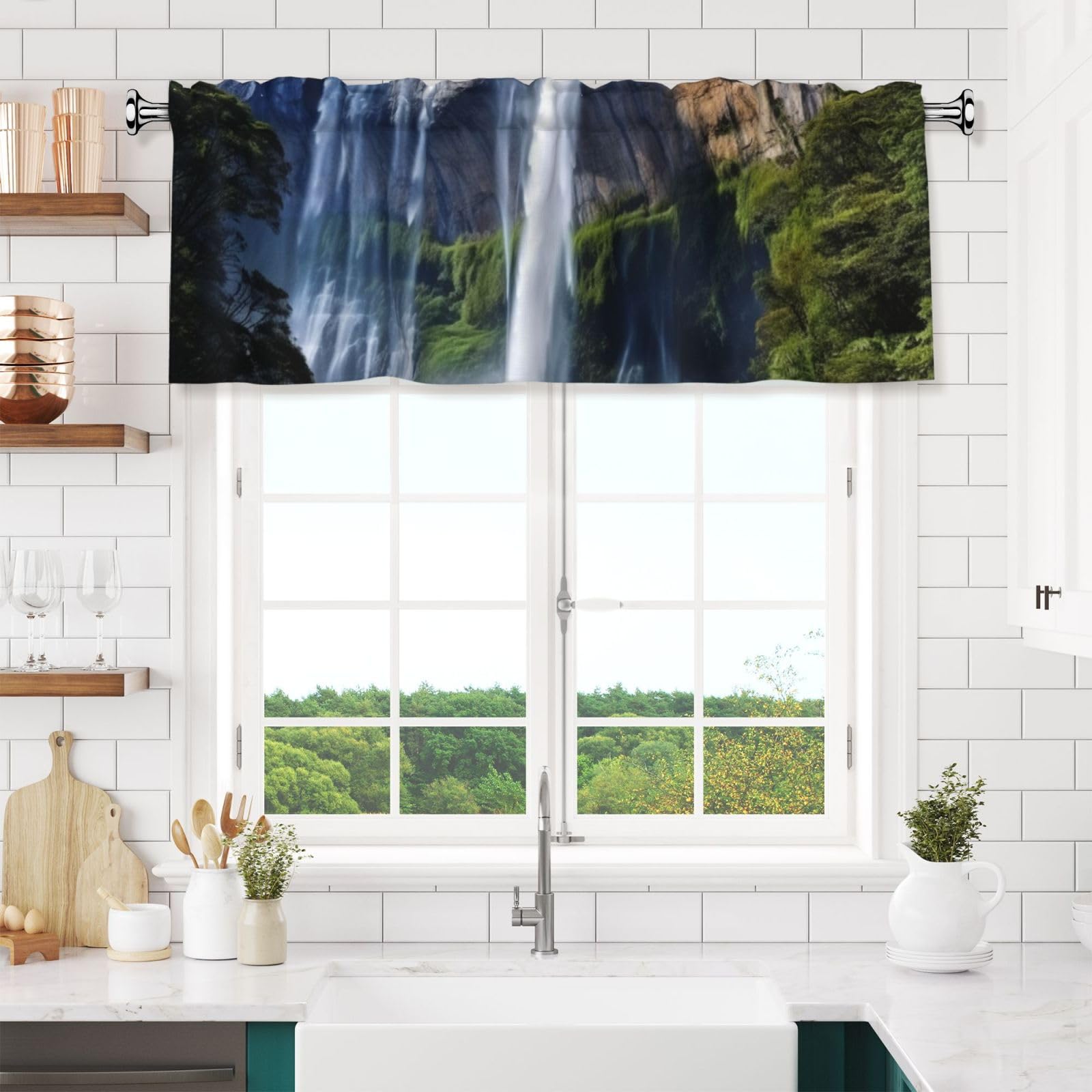 Anceky Valances Curtain for Kitchen Beautiful Waterfall Window Valance Bedroom Curtain Topper Valance Spring Window Valance Curtains Rod Pocket 54x18 Inch