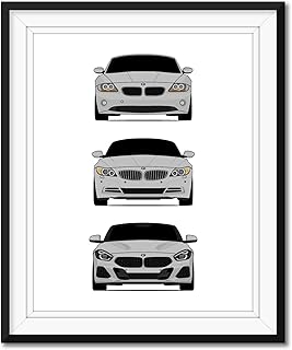 BMW Z4 Generations Inspired Poster Print Wall Art Handmade Decor of the History and Evolution of the BMW Z4 (E85 E86, E89, G29) (Unframed)