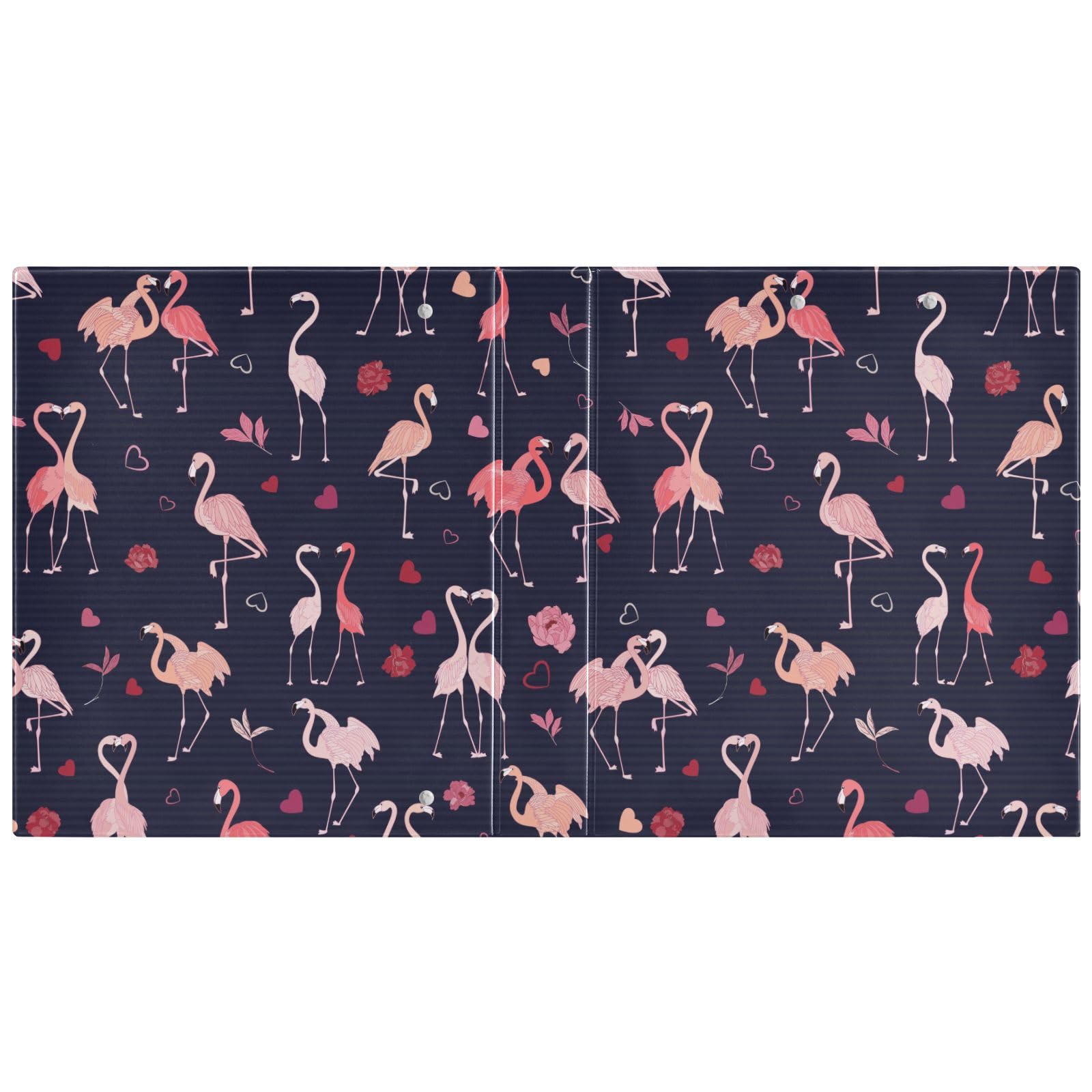 Classeur à 3 Anneaux 3,8 Cm - Motif Flamant Rose Et Palmier - Avec Porte-bloc Et Poches - Pour École Et Bureau
