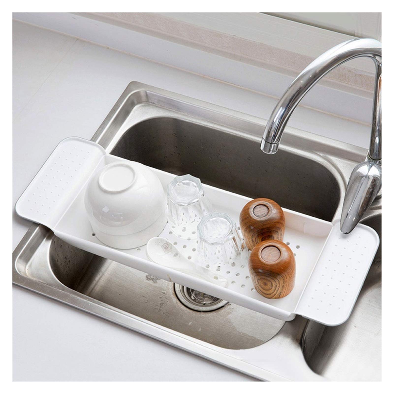 Estante de Almacenamiento para bañera Bandeja de baño Bañera de Ducha Herramientas de baño Maquillaje Organizador de Toallas Fregadero de Cocina de plástico Soporte de desagüe (Color : Dark Gray) (Bl