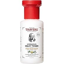 Thayers Milky Hydrating Face Toner with Snow Mushroom, Hyaluronic Acid and Elderflower, Dermatologist Recommended Gentle Alcohol Free Facial Skincare for Dry and Sensitive Skin, Paraben Free, 3 FL oz