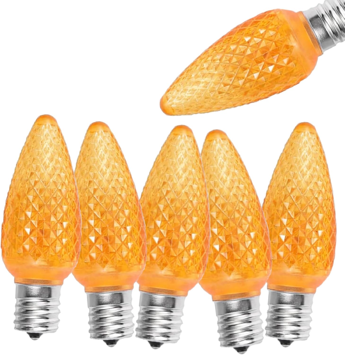 C9 LED Christmas Light Bulbs - 50 Pack C9 LED Bulbs Orange for E17 Candelabra Base - 1W for Outdoor String Lights, Holiday Decoration