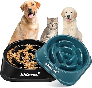 Slow Feeder Hundenäpfe, 2er-Pack, rutschfeste Futternäpfe, Anti-Erstickungs- und interaktiver Blähungsstopp-Hundenäpfe für kleine und mittelgroße Hunde und Katzen (Schwarz und Marineblau) product image