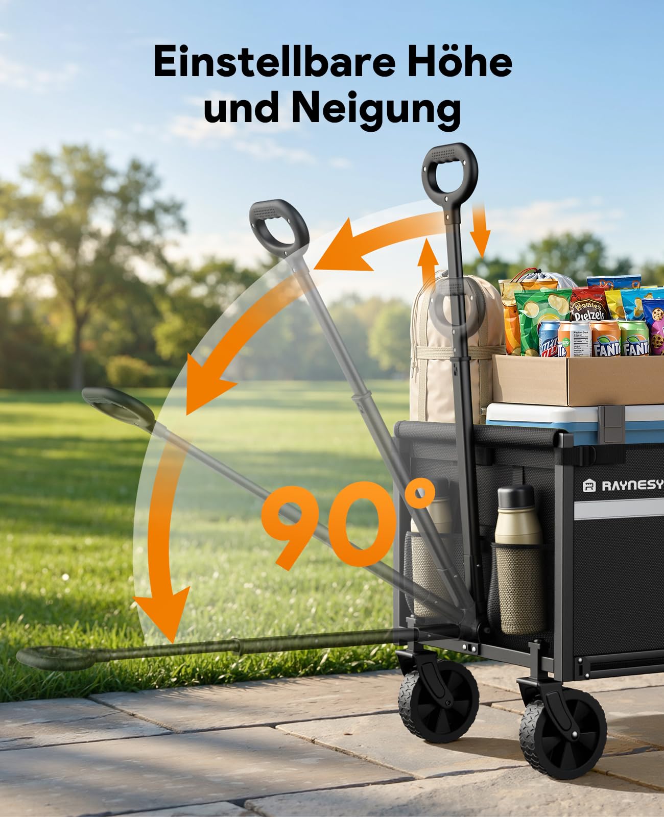 Bollerwagen Faltbar, 330LBS Klappbar Handwagen, Robust Einkaufstrolley Gartenwagen Klappbar mit Rädern, Tragbarer Transportwagen Faltwagen für Camping Sport Garten Einkaufen, Hellschwarz