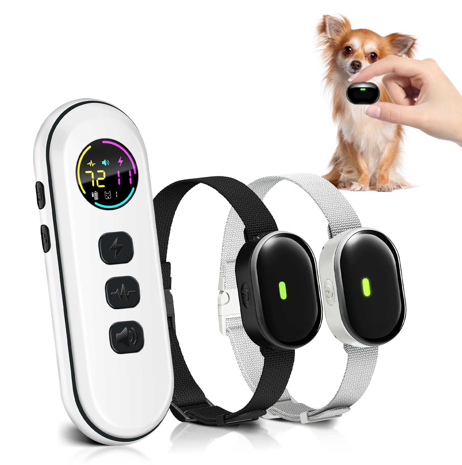 2025 Upgraded Ultra-Small Shock Collar for 2 Dogs, Ultra-Light & Thin Shock Collar for Small Dogs 5-15lbs, Ultra-Modern Design, Beep, Vibration and