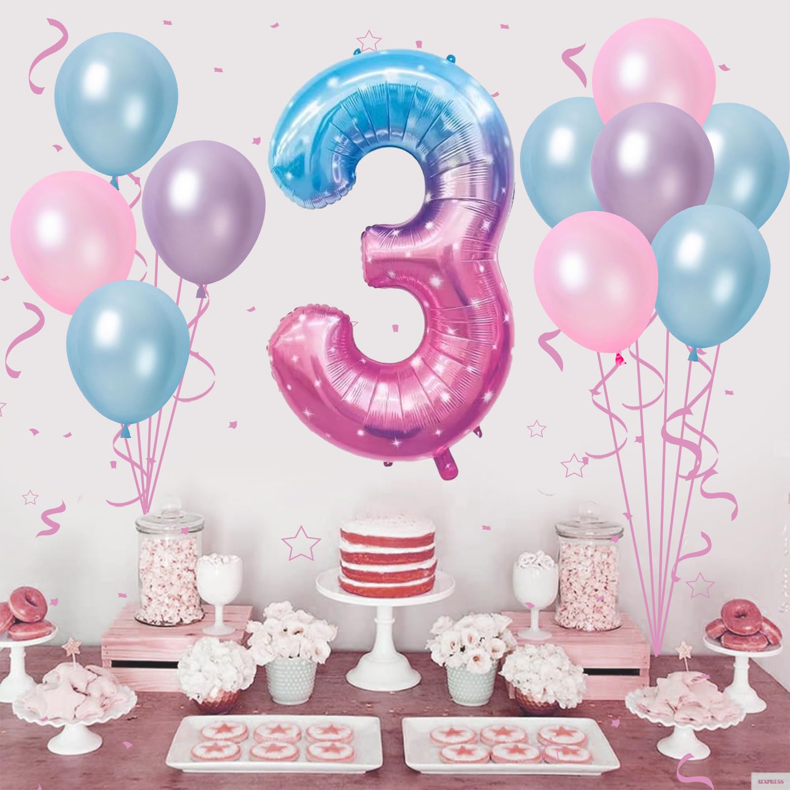 Snapklik 40 Inch Starry Sky Number 3 Balloon 3rd Birthday