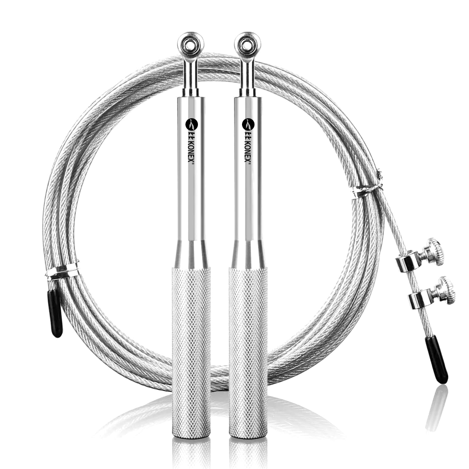 Konex Adjustable Steel Wire with Durable PVC Material Skipping Rope for Men & Women | Jumping Rope for Fitness, Home & Gym Workouts (Silver) (B0D3T95W6R) Amazon Price History, Amazon Price Tracker