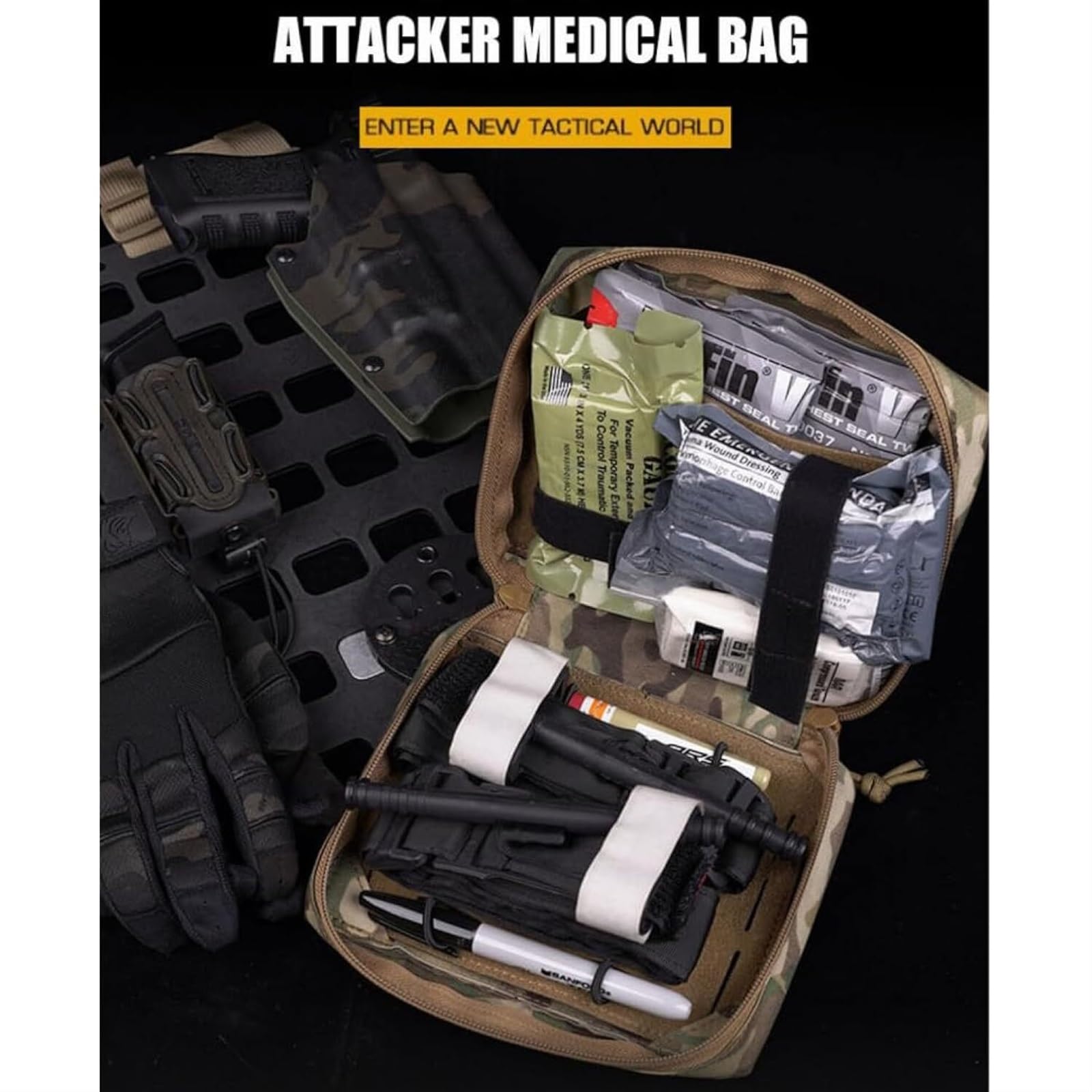 Bolsa De Emergencia EDC Táctica Molle, Bolsa Médica For Botiquín De Primeros Auxilios, Bolsa Médica For Herramientas De Supervivencia For Caza Y Acampada Al Aire Libre(Gray)