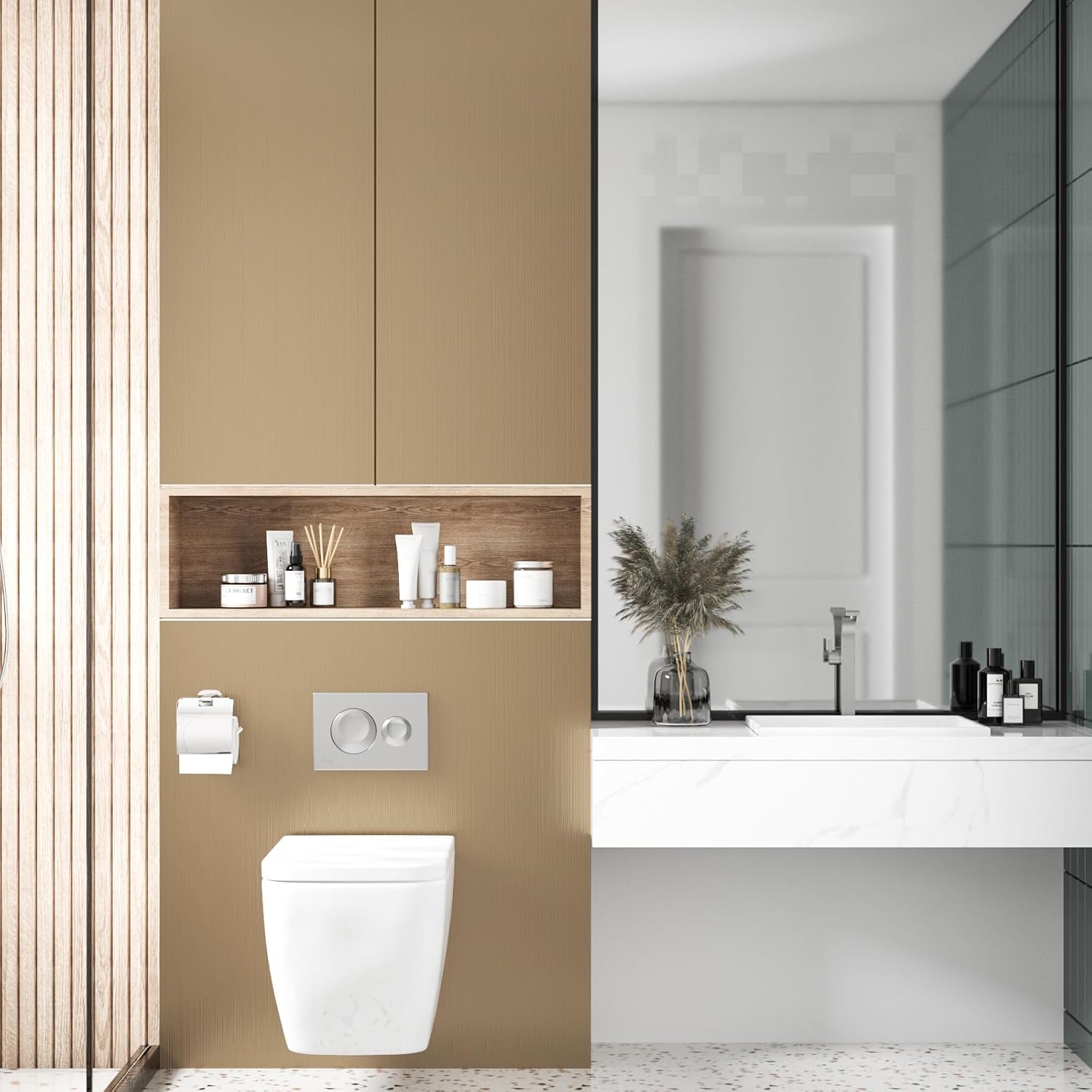 CHIHUT Brushed Stainless Steel Contact Paper Peel and Stick Countertop Contact Paper Metallic Champagne Gold Wallpaper Self Adhesive Waterproof Stainless Steel Vinyl Wrap for Appliances 12”x100”
