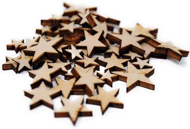 [Star Shaped] Wooden Embellishments - Mixed Mini Scrapbooking Shapes for Craft