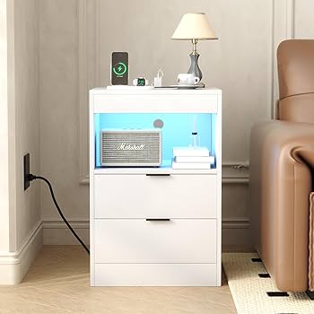 Amazon.com: Yusong Night Stand, Bedside Table, LED