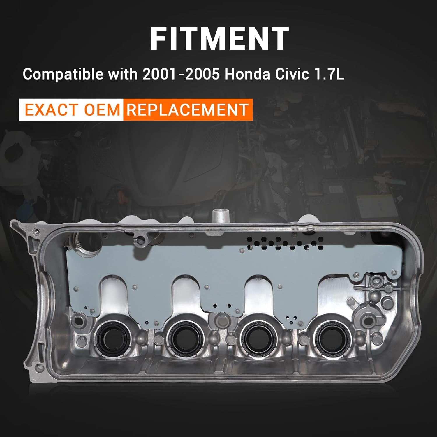 Engine Valve Cover Compatible with Honda Civic 2001 2002 2003 2004 2005 1.7L Replaces # 12310-PLC-000