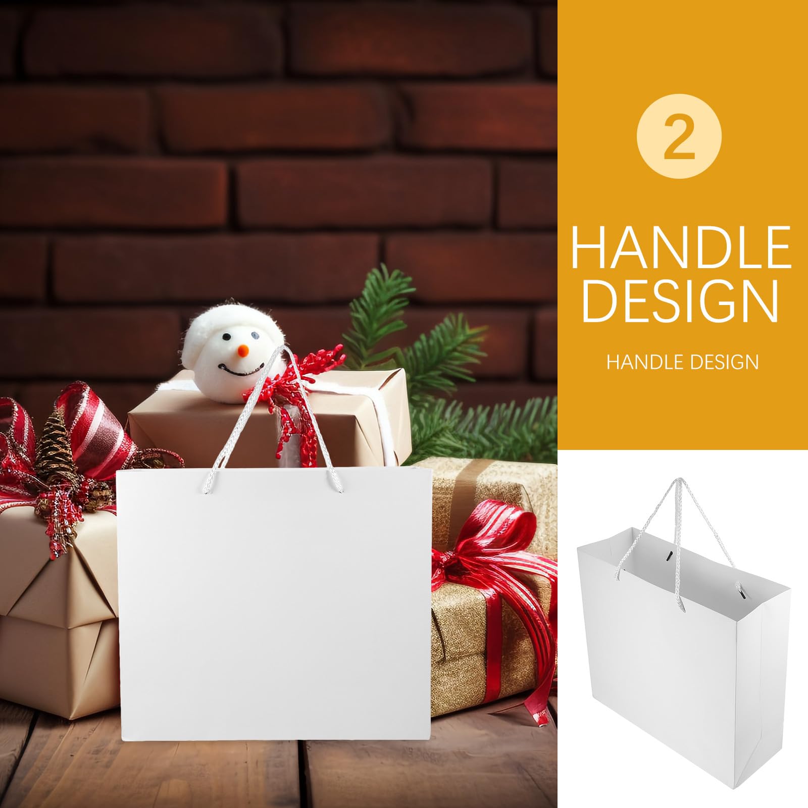 Holibanna Geschenktüten 10 Stück aus Papier mit Henkel Weiße Papiertüten Bedruckbar mit Eigenen Motiven Wiederverwendbare Einkaufstaschen für Party und Dinner