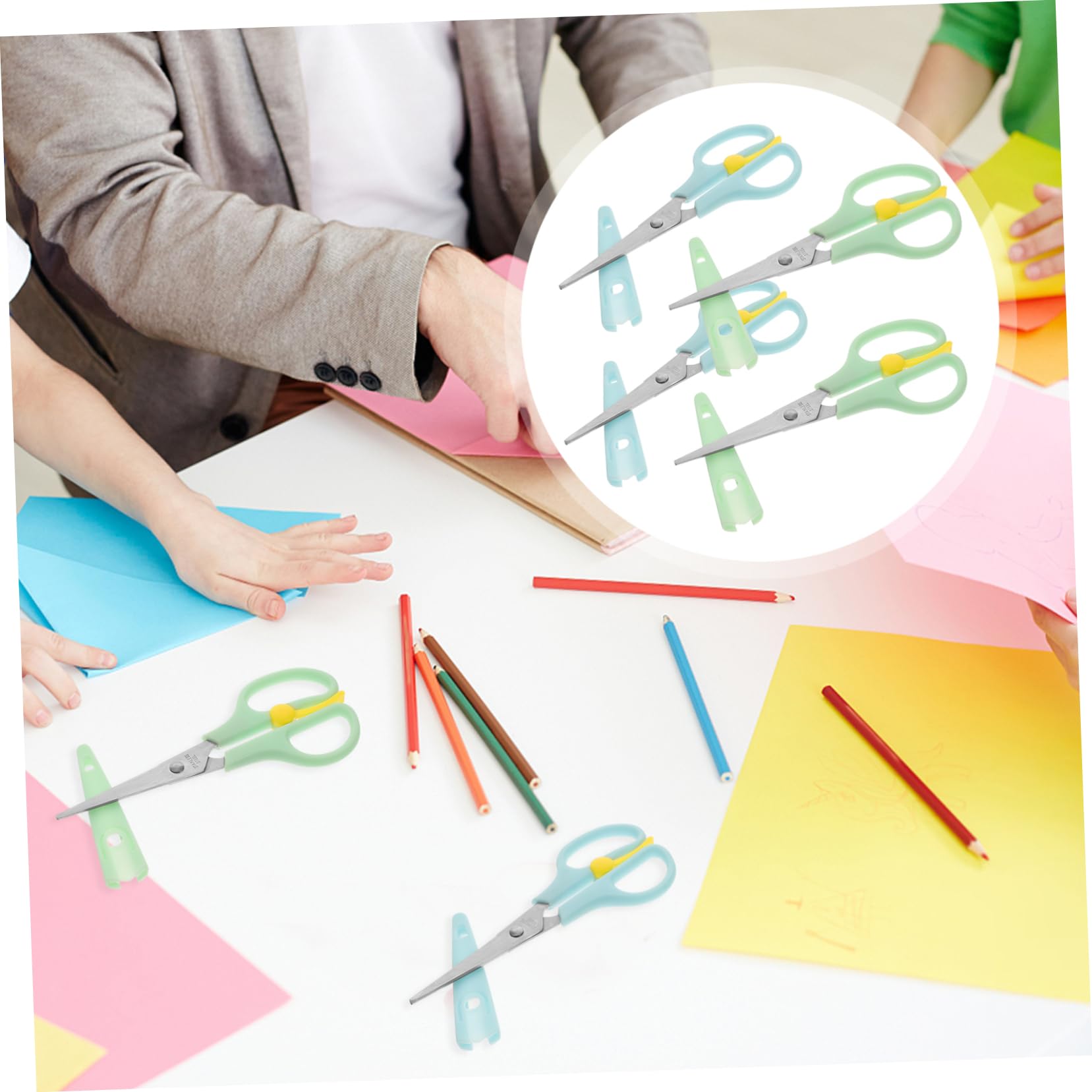Angoily 16 Pezzi Forbicine Sicure per Forbici in Acciaio Inossidabile con Punta Smussata per Scuola Scrapbook e Design Ergonomico Antiscivolo Piccole e Leggere per Adulti