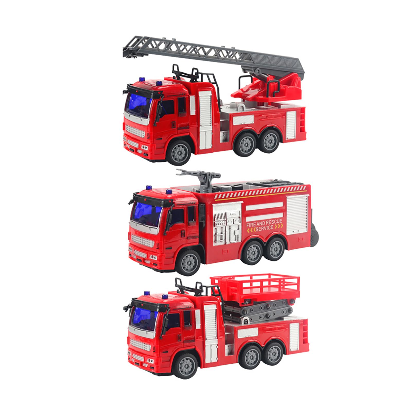 Juguetes de Motor de Bomberos Remotos, Camión de Bomberos con Luces LED Intermitentes y Sonidos de Sirena Reales, Coche de Juguete RC, para Niños (Camión de con Control Remoto
