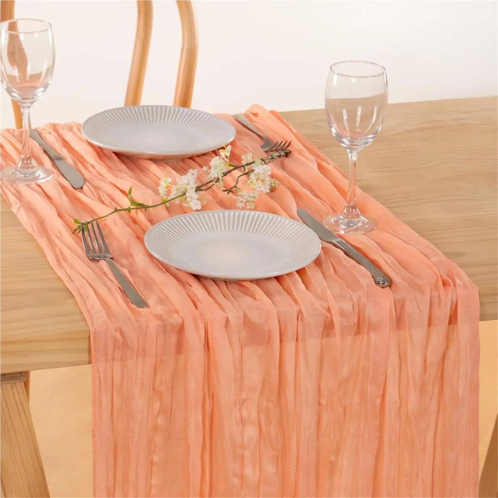 Camino de Mesa de Tela de Queso 6 uds 90x300cm Camino de Mesa Cheesecloth Tela Gasa rústico Puro Coral Boho Boda Nupcial decoración Pastel Fiesta
