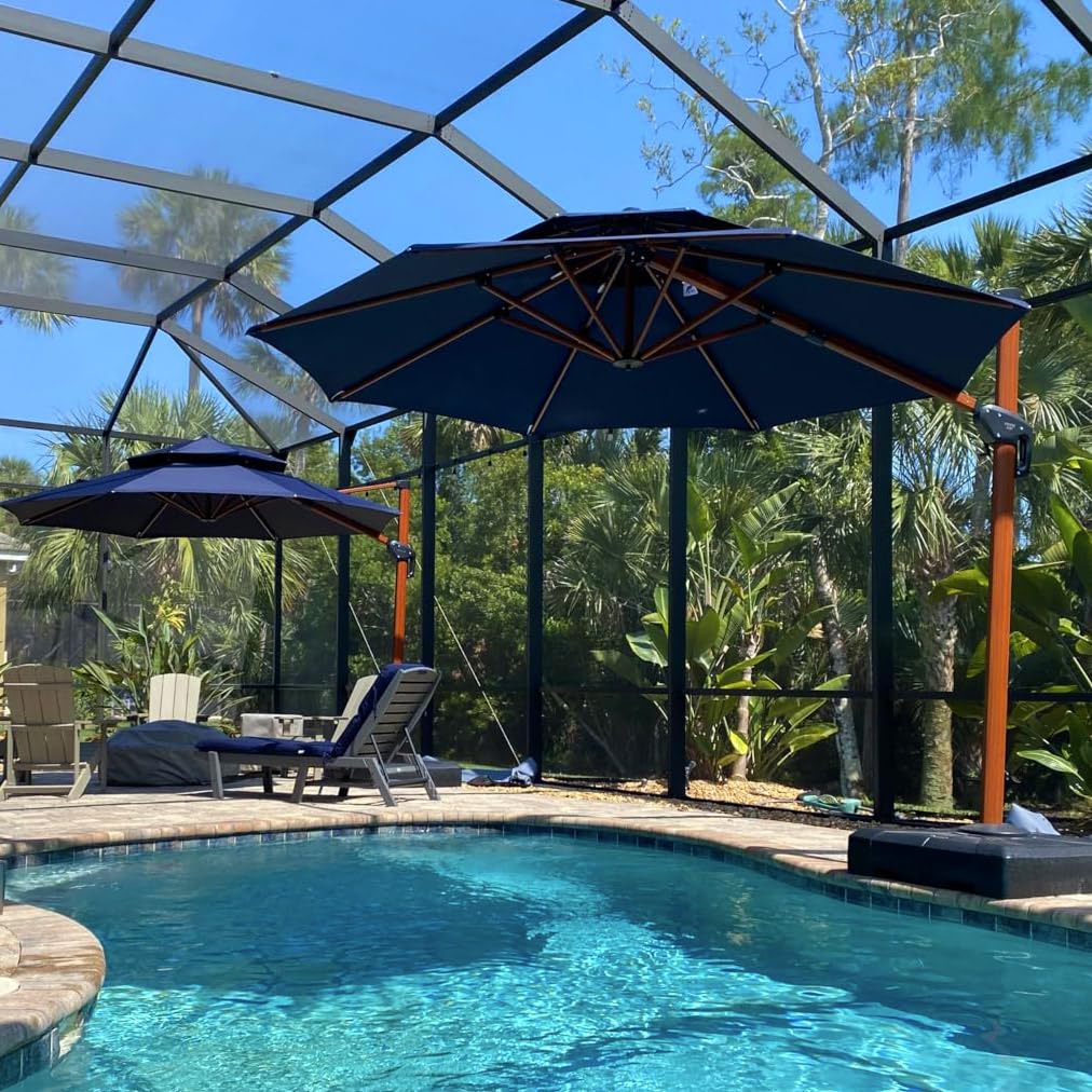 Amazon.com : PURPLE LEAF 13ft Patio Umbrella Outdoor Round Umbrellas Large  Cantilever Umbrella Windproof Offset Umbrellas Heavy Duty Sun Umbrella for  Garden Deck Pool Patio, Navy Blue : Patio, Lawn & Garden