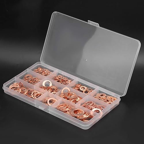 Miniatura 6 de Juego surtido de 300 piezas de arandelas metálicas planas de cobre rojo M5-M16