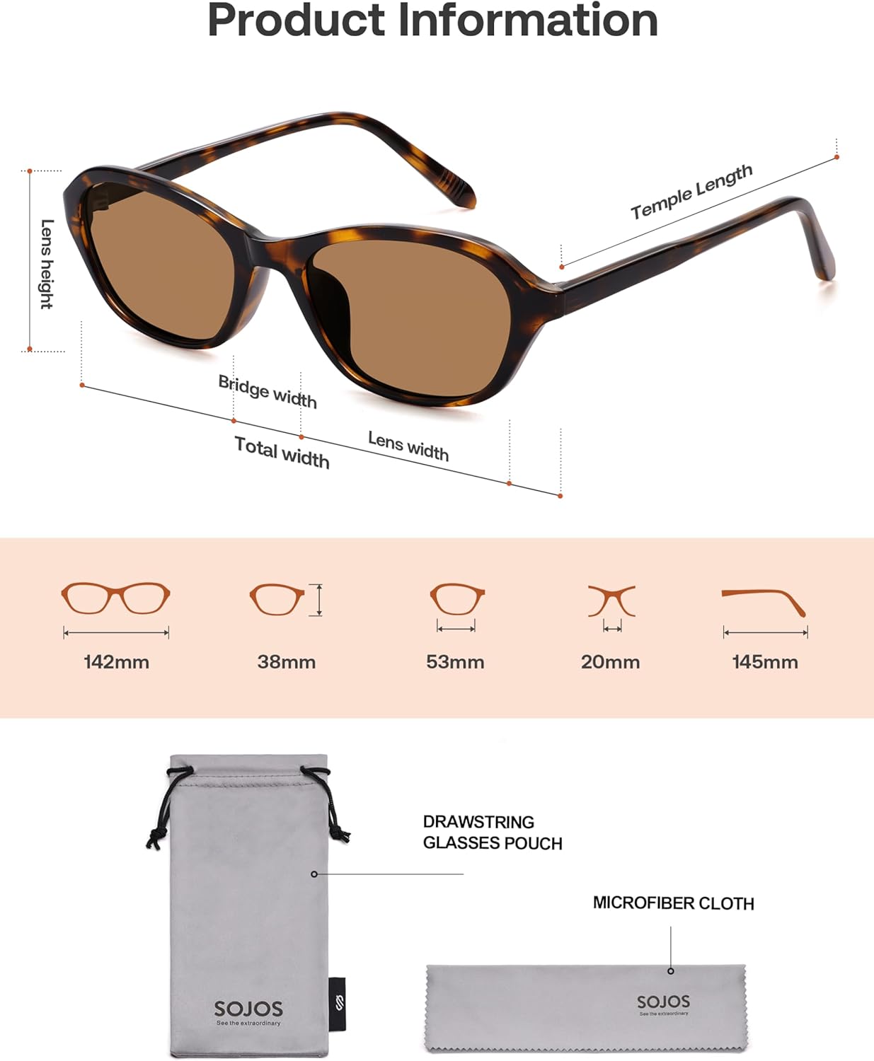 SOJOS Retro Oval Sunglasses for Women Trendy Cat Eye Narrow Chic Y2K 90s Sunnies SJ2685 - Image 5