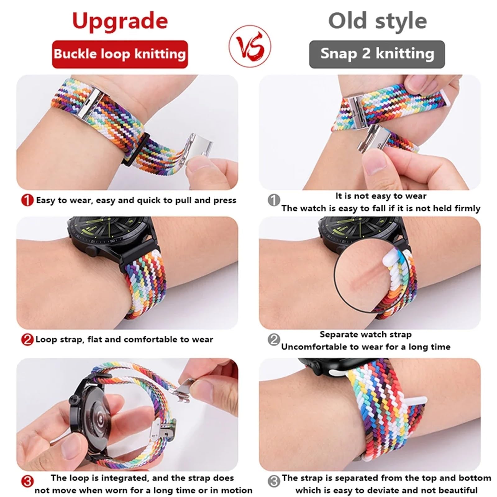 Para Galaxy Watch Ultra 47 mm Correas de reloj Nylon Elástico Trenzado Solo Loop Correa Pulsera