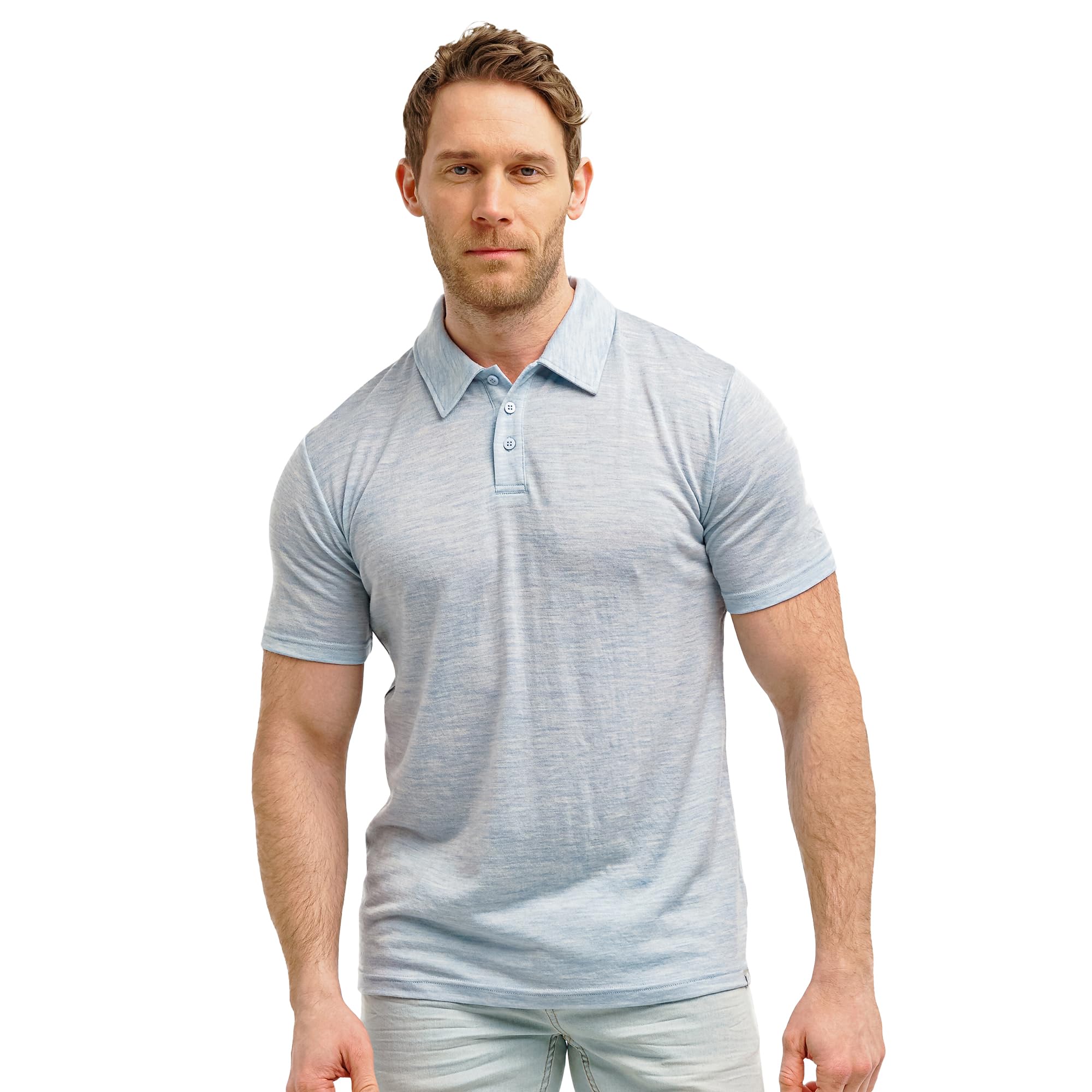 Merino.tech 100% Merinos Polo Homme - Polo Shirt Manches Courtes & Longues | Col Classique, Anti-Odeur, Régulation Thermique, Anti-Plis, Pour Le Bureau Et Les Loisirs, Lavable En Machine