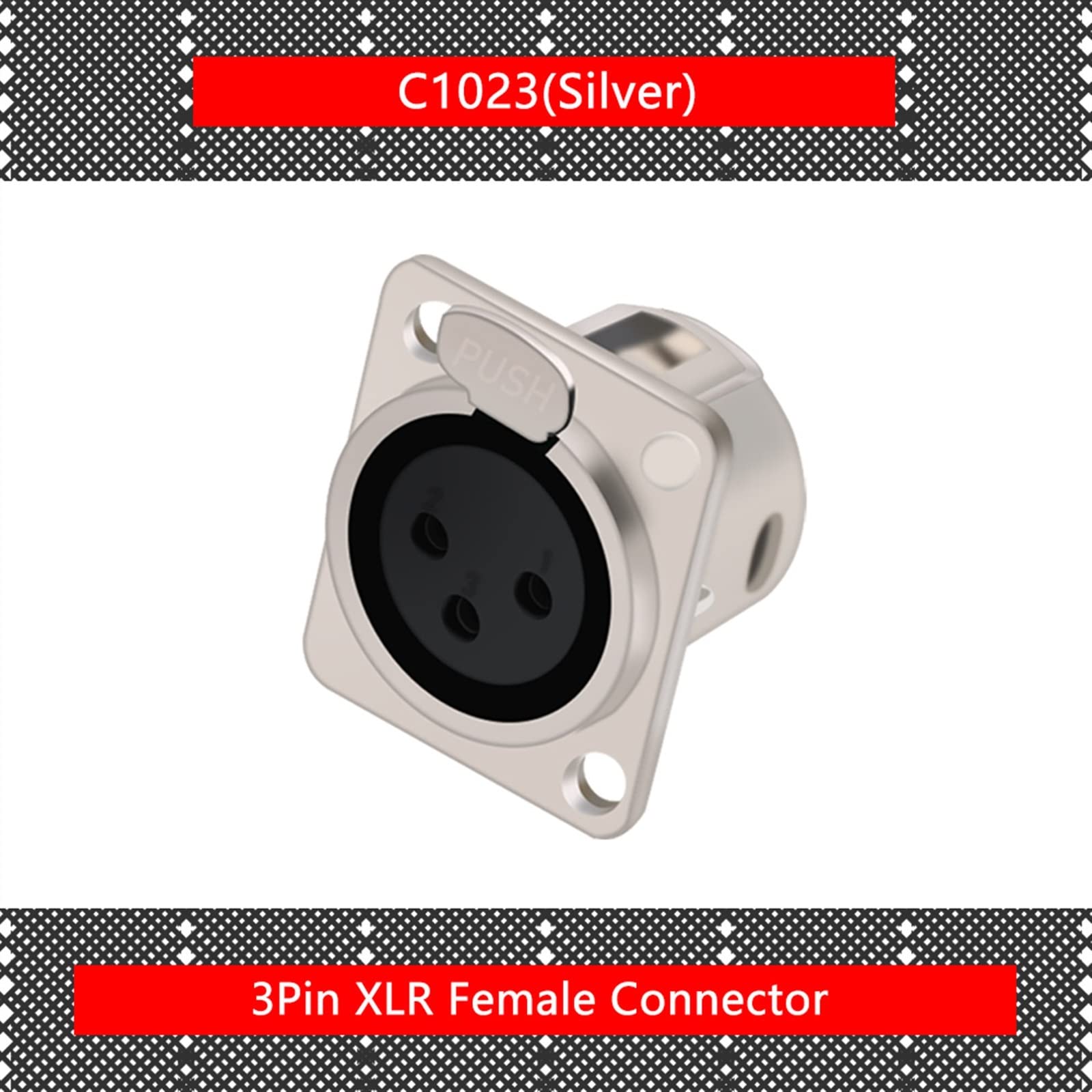 3-poliger X-L-R-Stecker, Buchse, Metallgehäuse, 3-polig, X L R Buchse, Panelmontage, Chassis M I C, Mikrofonanschluss, 10 Stück (C1023 x 10)