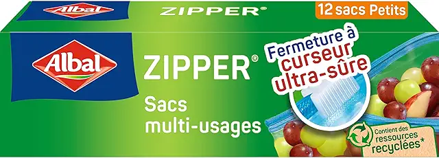 Sacs congélation 1L Albal - 12 sacs multi-usages avec fermeture zipper réutilisables