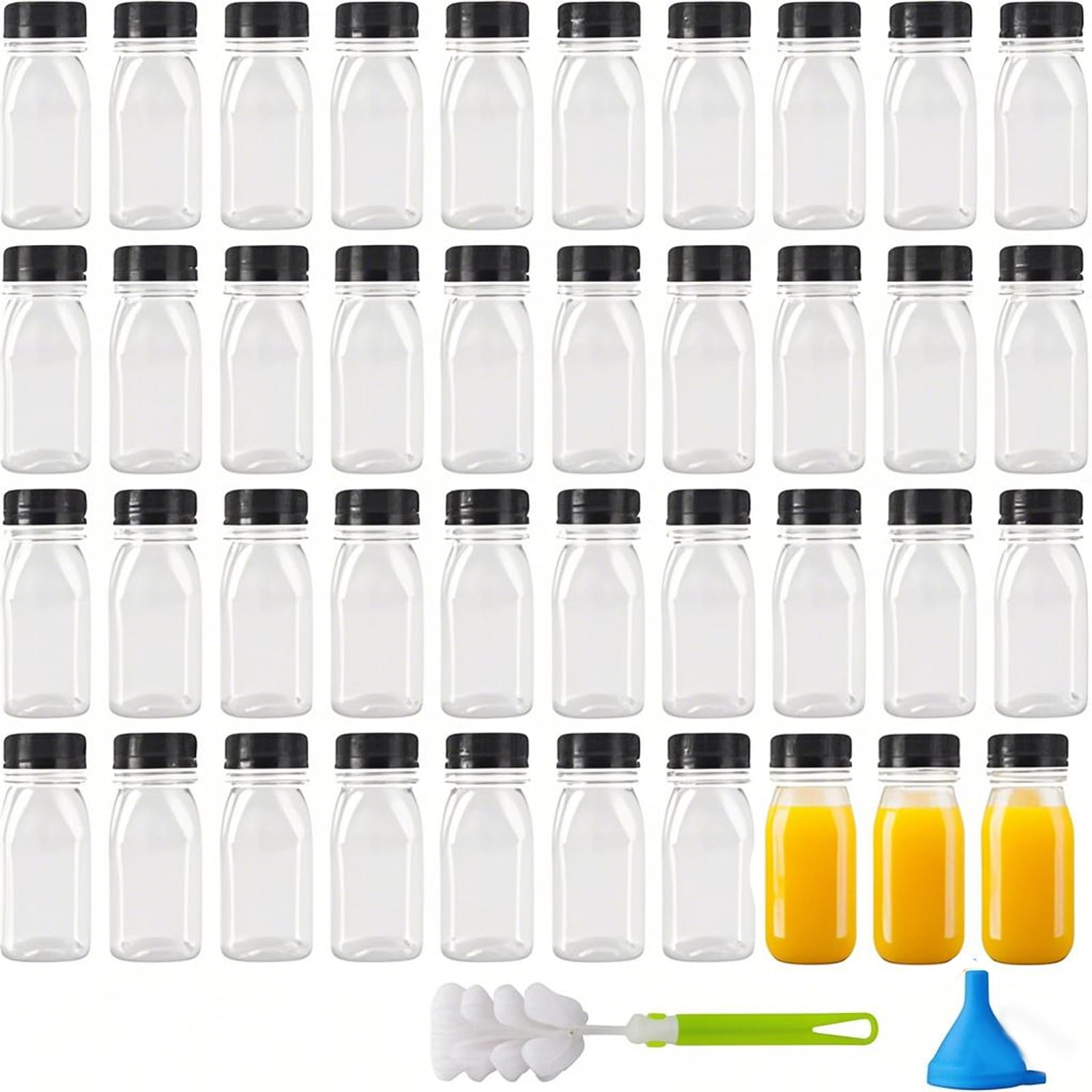 Lot de 40 petites bouteilles en plastique de 120 ml avec couvercles pour lait, eau, jus et boissons
