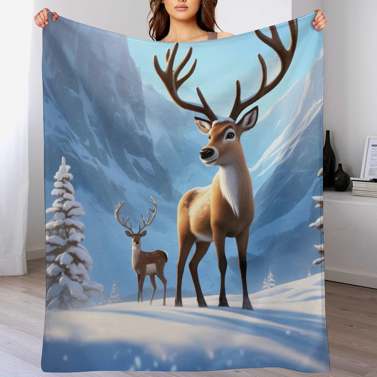 Couverture élan flannel contre le froid sur le canapé et la chaise de repos