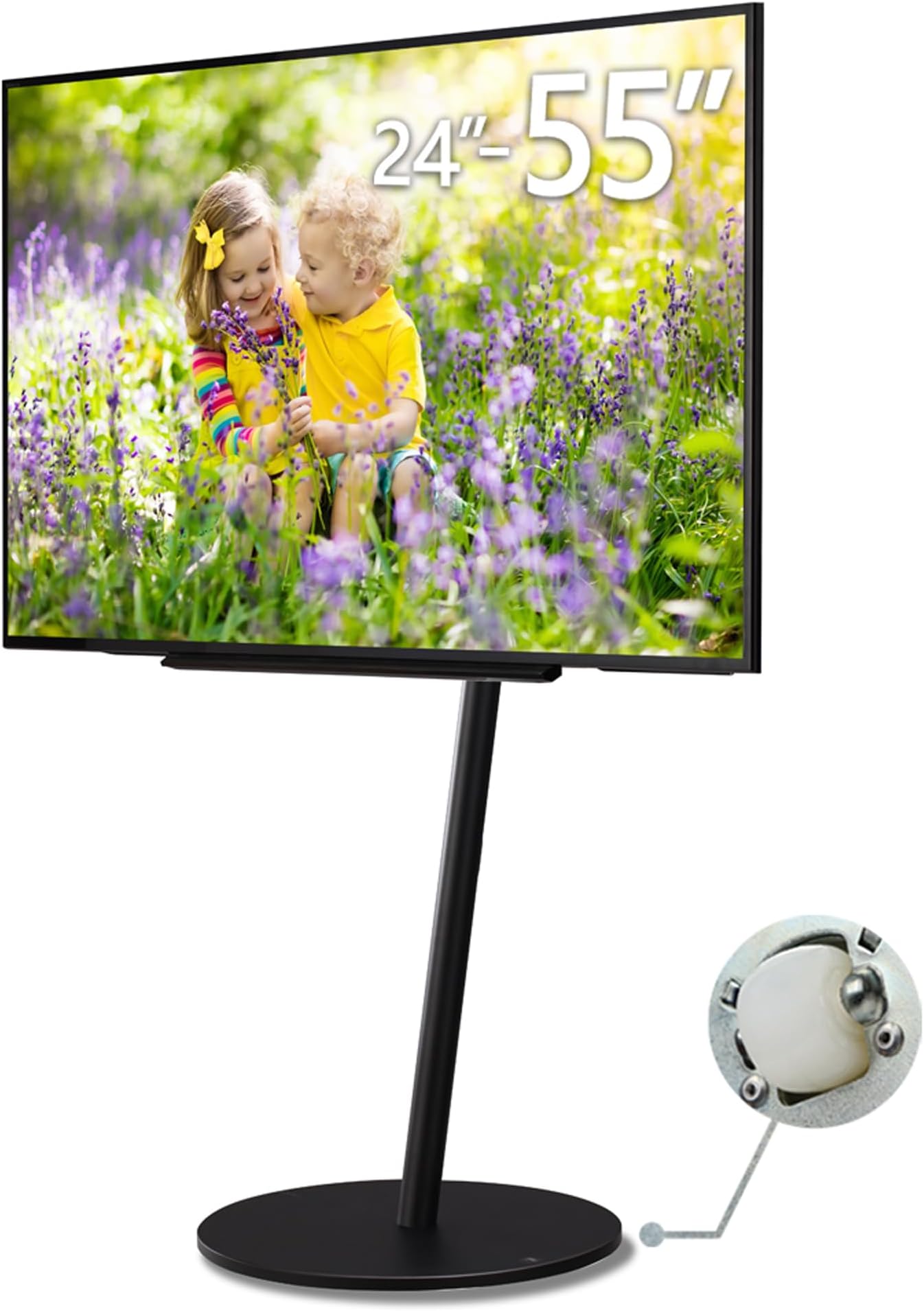 A2 Low Type | Japanese Rolling Portable Free-Standing 24-55 Inch Universal TV Stand with Concealed Caster Wheels | Satin Black