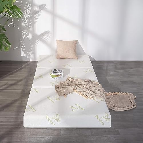 Miniatura 2 de Inofia Trifold Mattress, Folding Memory Foam Mattress with Removable Cover, for Camping, Guest, and Floor Foldable Beds, Cot Size (75"x31"x6")