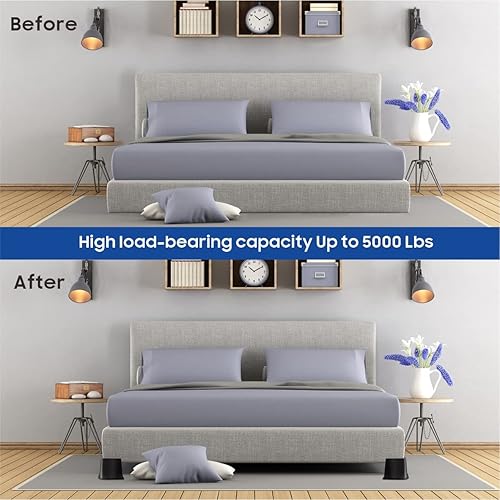 Miniatura 7 de Elevadores de cama resistentes de 4 pulgadas, elevadores de muebles en forma de L, elevador de silla elevador para sofás, sofás, escritorios, juego