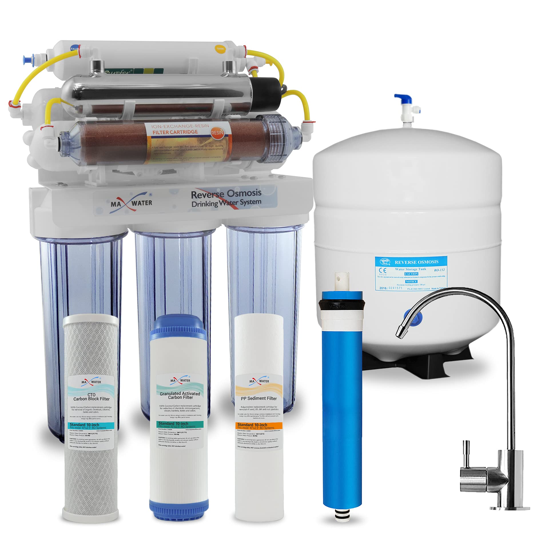 Max Water 12 Stage Home Reverse Osmosis System Reverse Osmosis Water Filtration System Ro System Under Sink Ro Water Purifier 50 Gpd U V Rodi System Filter Ph 5 1 Alkaline Water Filter Cp M Faucet