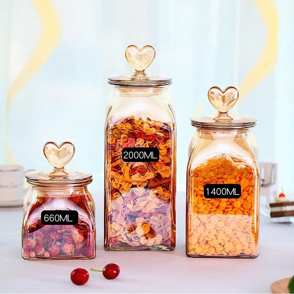 Recipiente de almacenamiento de vidrio de 2 uds con tapa transparente, tarro de almacenamiento de alimentos para cocina, contenedor de almacenamiento pequeño para dispensador de alimentos y café Kimchi