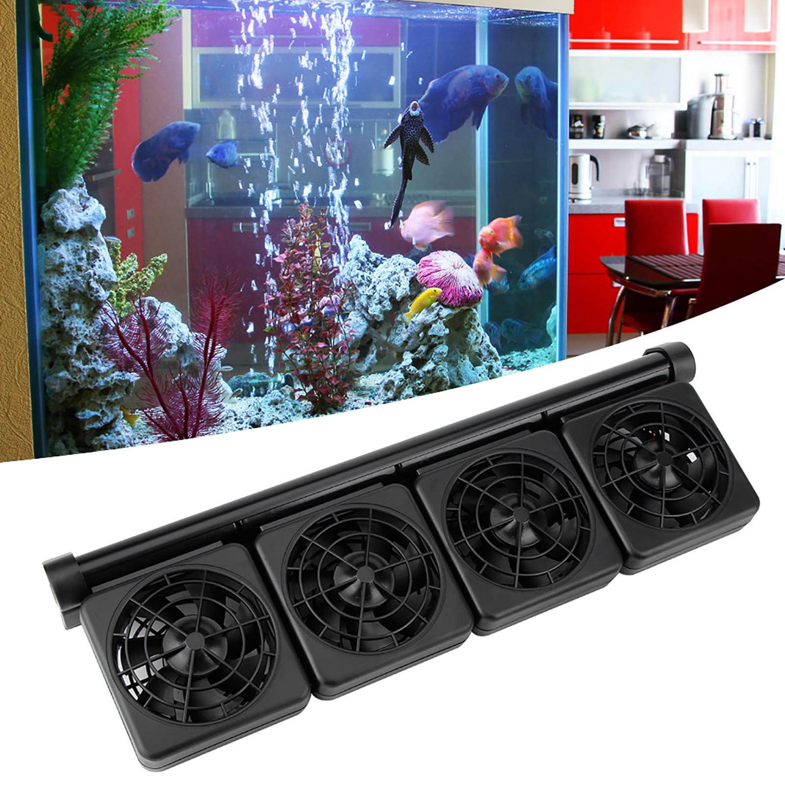 FILFEEL Ventilador de refrigeración eficiente para acuario con velocidad del viento para una fácil instalación en tanques de peces (4 cabezales)