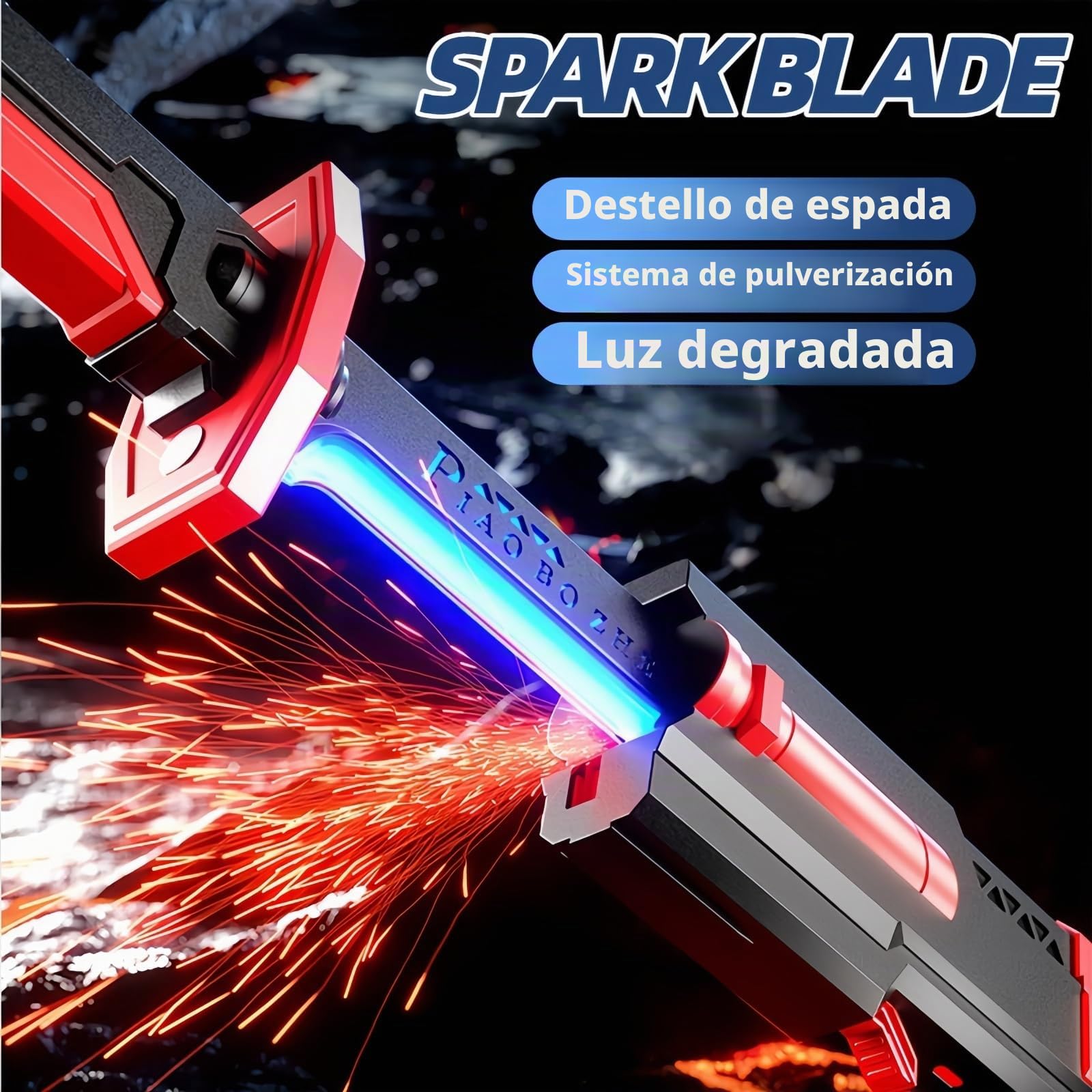 Cyberpunk - Espada de neón | Hoja de chispa de 31.5 pulgadas con sonido AI y niebla | Recargable tipo C | para rave, cosplay y exhibición