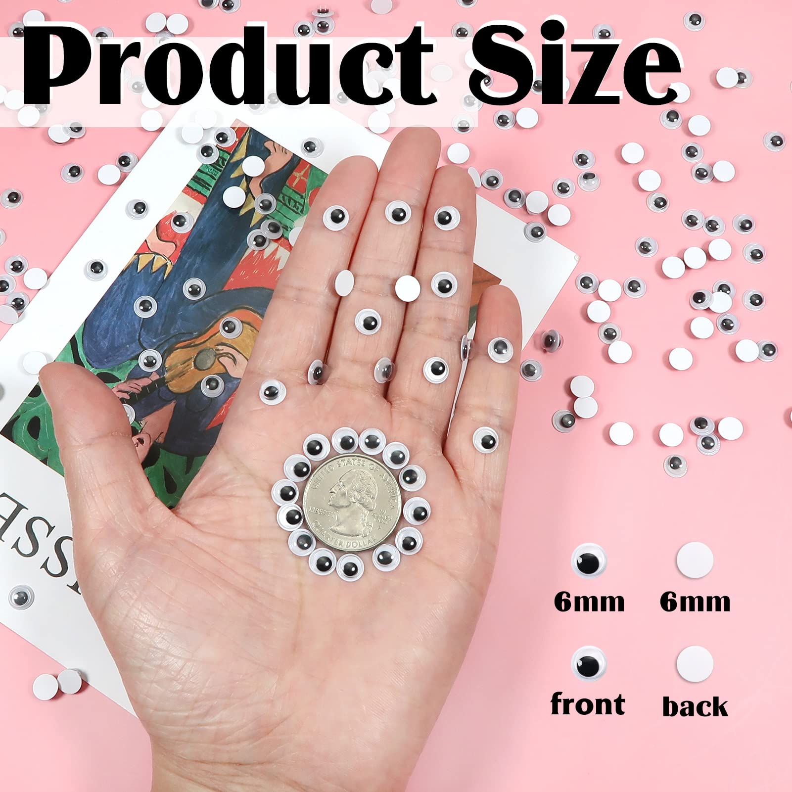 100 Occhi Mobili Adesivi Per Lavoretti - 6 Mm, Autoadesivi, Per Bambole, Scrapbooking E Fai Da Te - Foto 5