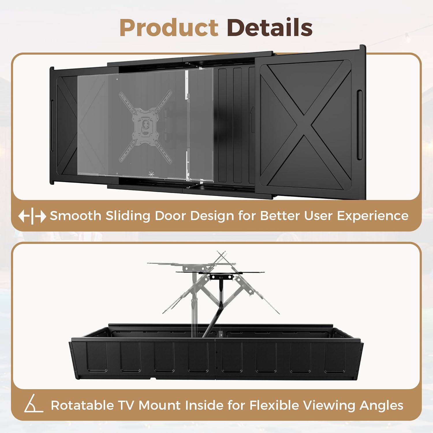Outdoor TV Enclosure, 55 inch Outdoor TV Cover Weatherproof,Hard Plastic TV Box with Frosted Panel, Adjustable Wall Mount Bracket for Yard/Swimming Pool(36-55inch)