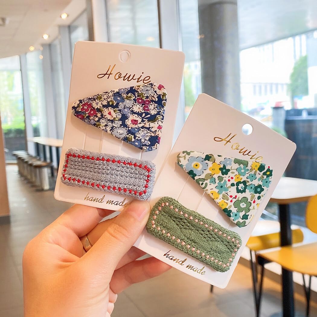 Dreieckige rechteckige Haarspangen, Haar-Accessoires, Schnapp-Haarspangen, Blumenmuster, 10 Stück