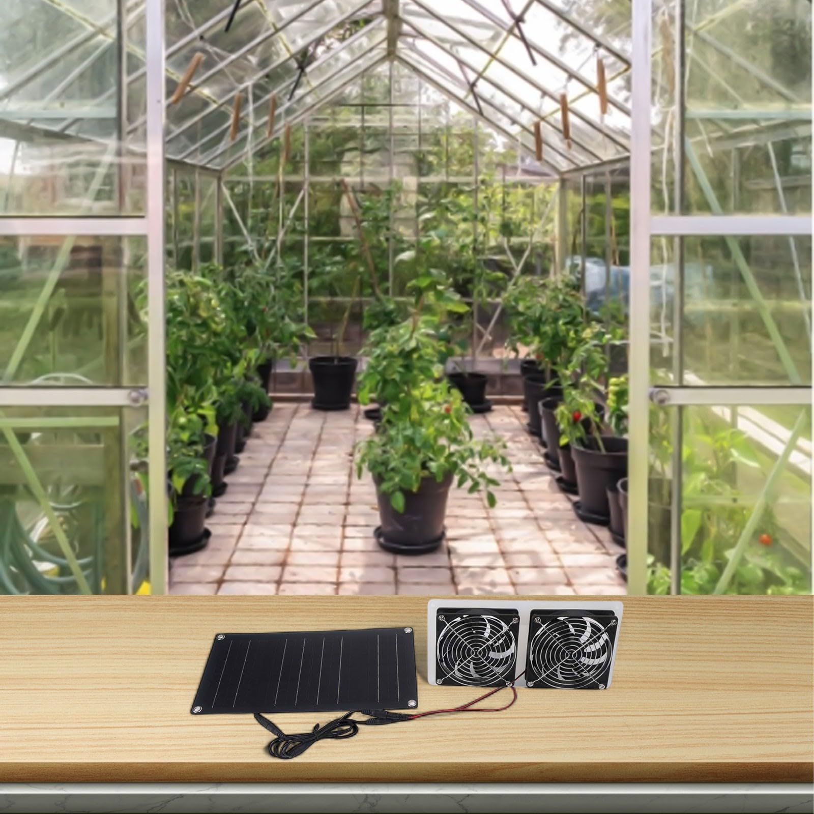 Kit di ventole a pannello solare da 30 W con 2 ventole di protezione dalle intemperie IPX7, doppia griglia di protezione per la sicurezza degli animali, ventilazione 3200 giri/min, per