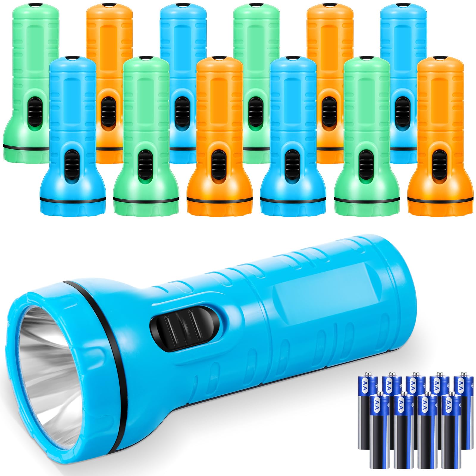 Weewooday 12 Pcs Mini LED Kids Torch Small Pocket Torch Colorful Flashlight for Children Adult Hiking Camping Winter Outdoor Party Gift, Batteries Included