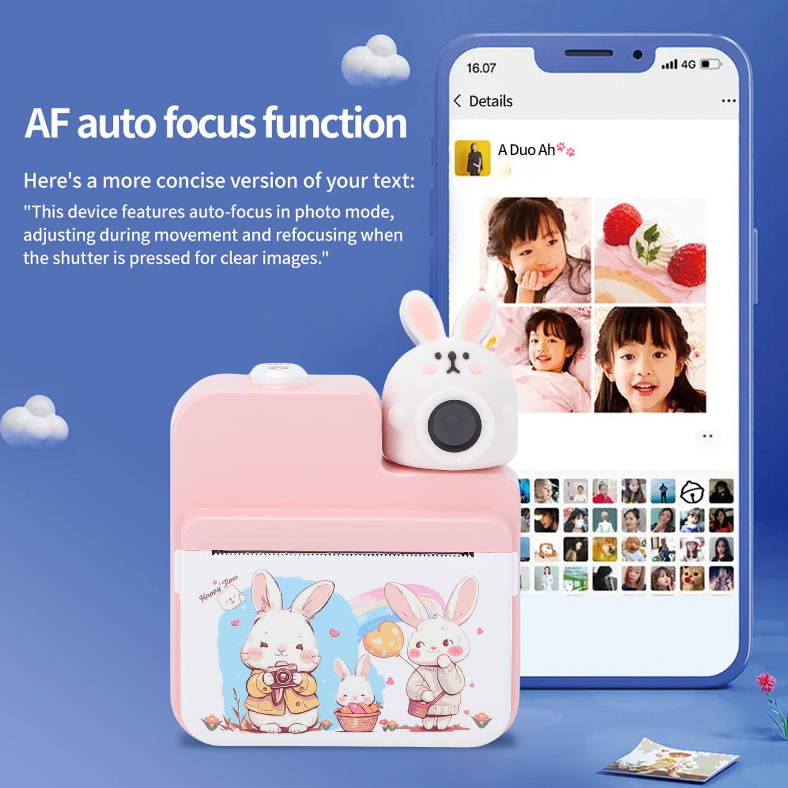 Caméra Numérique à imprimé instantané, Caméra de Voyage Portable 32MP 1080p 1080p Cartoon Cartoon avec écran de Couleur de 3 Pouces pour Les Cadeaux d'anniversaire pour Les
