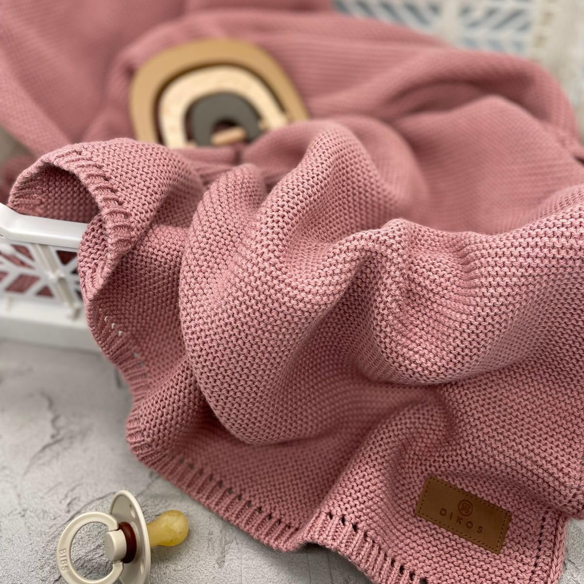 DIKOS® Coperta per neonati, 100% cotone biologico, coperta per neonati, per tutto l'anno, coperta per bambini, idea regalo per la nascita (bacca)