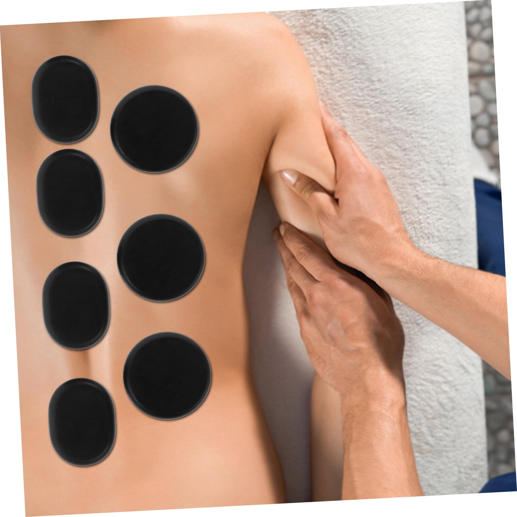Healeved 6piezas Piedras De Masaje Calientes Para Spa De Basalto Redondo Piedras Calientes Para Relajación y Masaje De Espalda