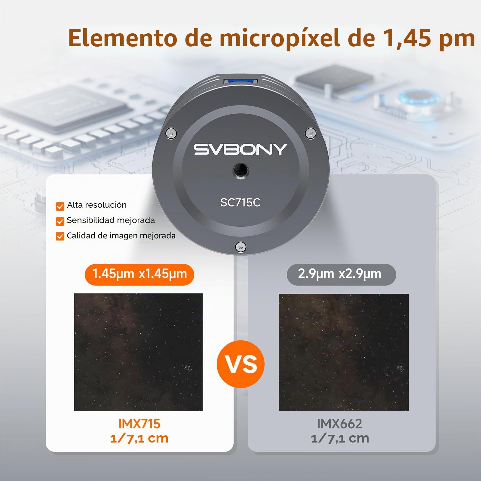 Svbony SC715C - Cámara telescópica CMOS USB3.0, IMX715, DDR3 512M, puerto ST4, para fotografía planetaria