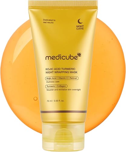 medicube Wrapping Mask Kojic Acid, Turmeric, Vitamin C Overnight Peel Off Facial Mask | Brighten & Defends Against Skin Stress for a Clear, Glowing Complexion | Korean Skin Care, 2.53 fl.oz